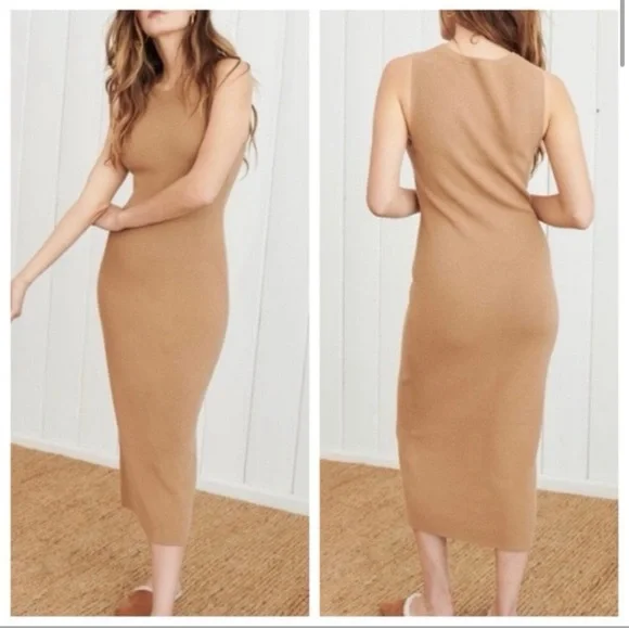 JENNI KAYNE Sleeveless Midi in Clay; Cotton & Cashmere Blend Sweater Dress L - Picture 1 of 10